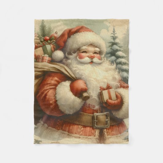 Retro Santa Claus Illustratie Fleece Deken (Voorkant)