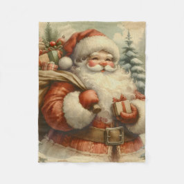 Retro Santa Claus Illustration Fleece Deken