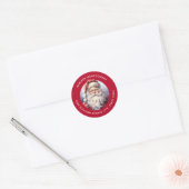 Retro Santa Claus in een rood Pet Kerst - Adres Ronde Sticker (Envelop)