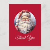 Retro Santa Claus in een rood Pet Kerst Dank u Briefkaart (Voorkant)