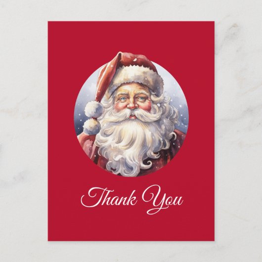 Retro Santa Claus in een rood Pet Kerst Dank u Briefkaart (Voorkant)