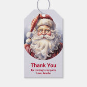 Retro Santa Claus in een rood Pet Kerst Dank u Cadeaulabel (Voorkant)