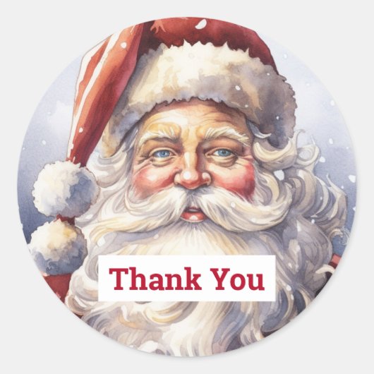 Retro Santa Claus in een rood Pet Kerst Dank u Ronde Sticker (Voorkant)