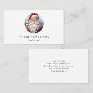 Retro Santa Claus in een rood Pet Kerstmiszaak Visitekaartje