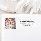 Retro Santa Claus in een rood Pet Kersttoespraak Etiket (Insitu)