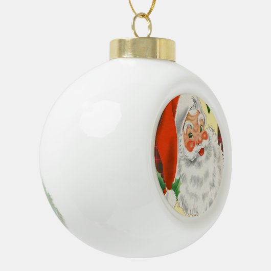 Retro Santa Claus Keramische Bal Ornament (Links)