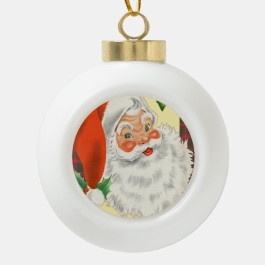 Retro Santa Claus  Keramische Bal Ornament (Voorkant)