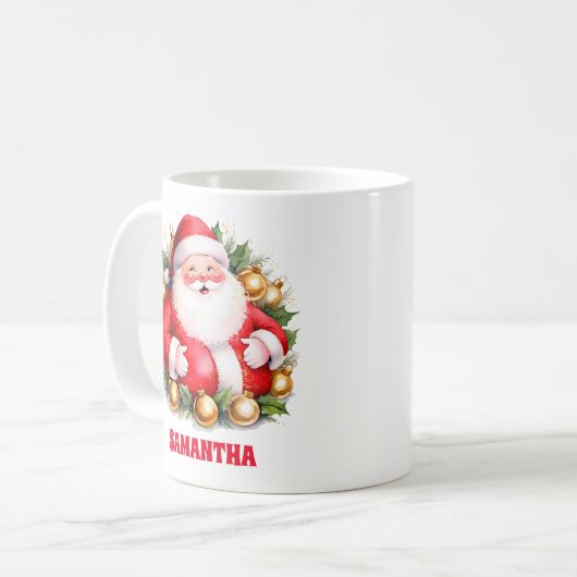 Retro Santa Claus Kerst Kinder Hot Chocolate Mok (Voorkant links)