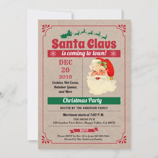 Retro Santa Claus kerstfeest feestdag Kaart (Voorkant)