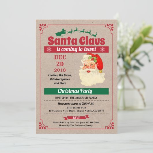 Retro Santa Claus kerstfeest feestdag Kaart (Staand voorkant)