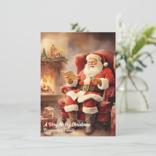  Retro Santa Claus kerstfeestdag Kaart (Staand voorkant)