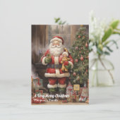 Retro Santa Claus kerstfeestdag Kaart (Staand voorkant)