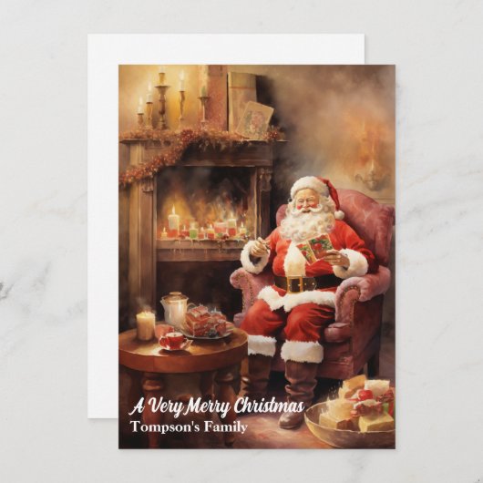 Retro Santa Claus kerstfeestdag Kaart (Voorkant / Achterkant)