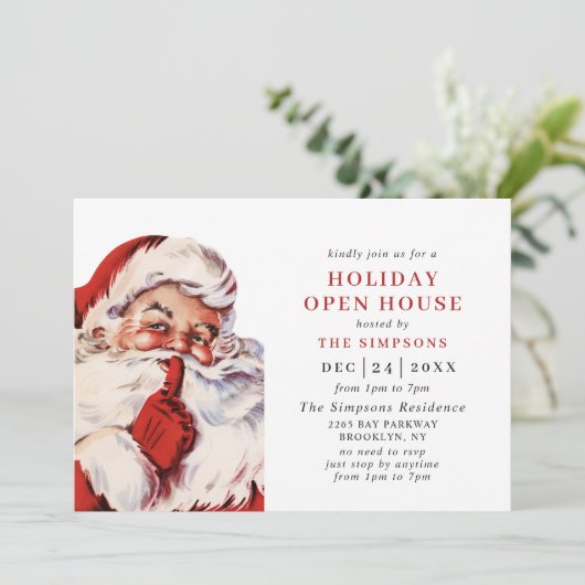 Retro Santa Claus kerstfeestdag OPEN HUIS Kaart (Staand voorkant)