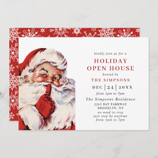 Retro Santa Claus kerstfeestdag OPEN HUIS Kaart (Voorkant / Achterkant)