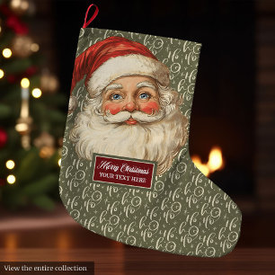 Retro Santa Claus Kerstkous  kunst Grote Kerstsok