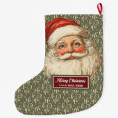 Retro Santa Claus Kerstkous  kunst Grote Kerstsok (Achterkant)