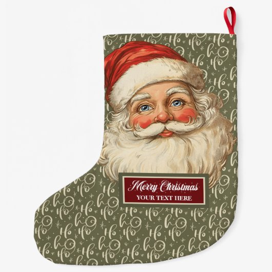 Retro Santa Claus Kerstkous kunst Grote Kerstsok (Achterkant)