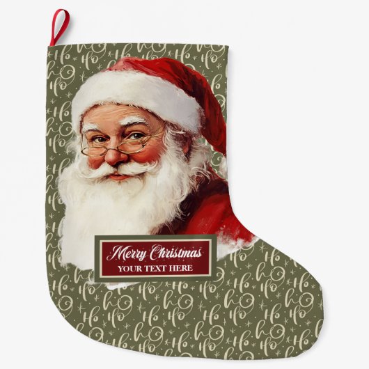 Retro Santa Claus Kerstkous stijl Grote Kerstsok (Voorkant)