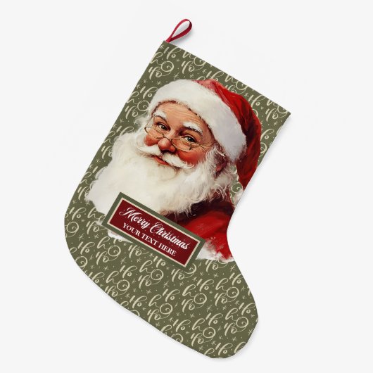 Retro Santa Claus Kerstkous stijl Grote Kerstsok (Voorkant (Hangend))