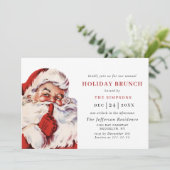 Retro Santa Claus Kerstmis, HOLIDAY BRUNCH Kaart (Staand voorkant)