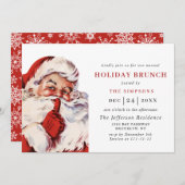 Retro Santa Claus Kerstmis, HOLIDAY BRUNCH Kaart (Voorkant / Achterkant)