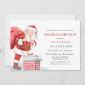 Retro Santa Claus Kerstmis, HOLIDAY BRUNCH Kaart (Voorkant)