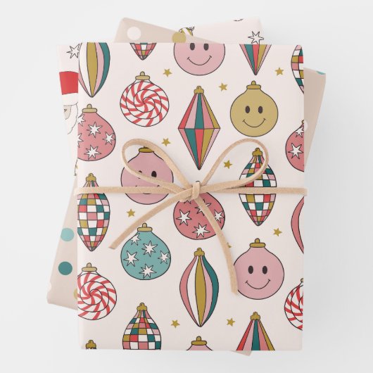 Retro Santa Claus Kerstmis Inpakpapier Vel (In situ)