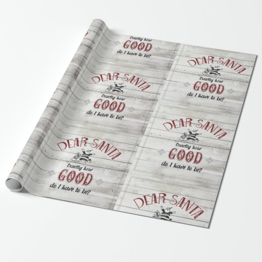 Retro Santa Claus Kerstmis Rustisch  hout Cadeaupapier (Uitgerold)