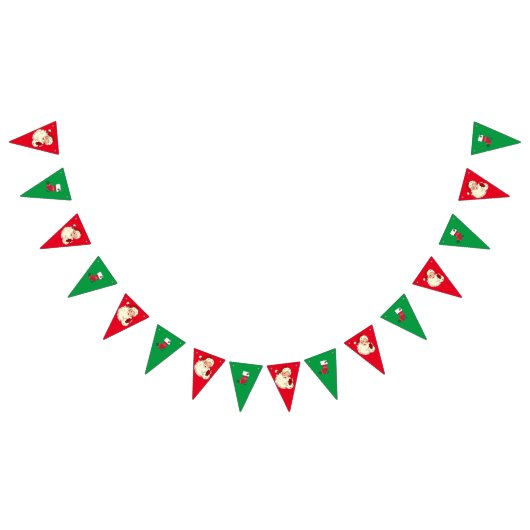 Retro Santa Claus Kerstmis Vlaggetjes (Alle)