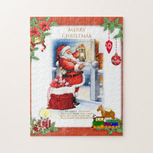 Retro Santa Claus Kerstmis voor kinderen Legpuzzel