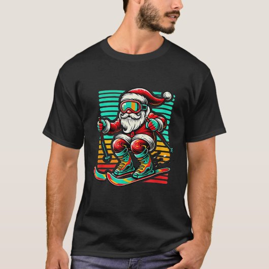 Retro Santa Claus - Kerstskiën T-shirt (Voorkant)