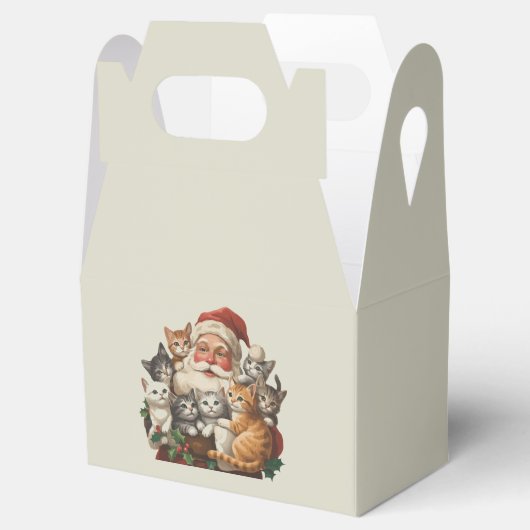 Retro Santa Claus & Kittens Christmas Winter 90s  Bedankdoosjes (Geopend)
