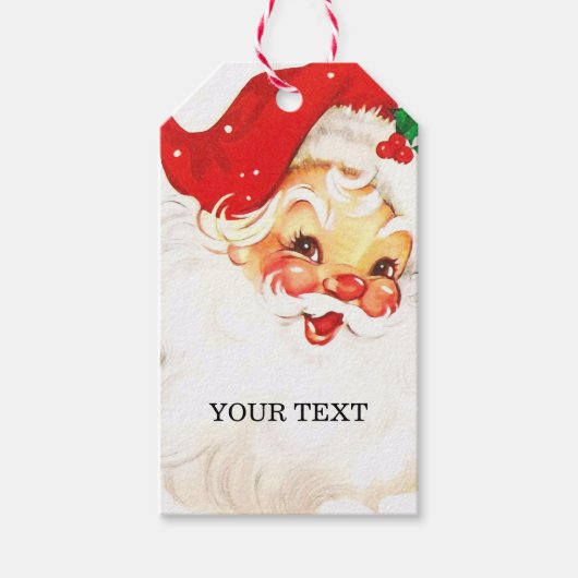 Retro Santa Claus, lieve Kerstmis Cadeaulabel (Voorkant)