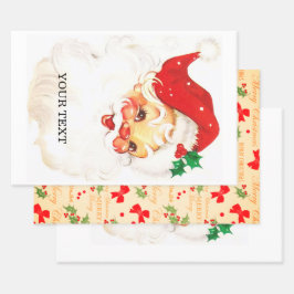 Retro Santa Claus, lieve Kerstmis Inpakpapier Vel