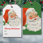 Retro Santa Claus Merry Kerstmis Cadeaulabel