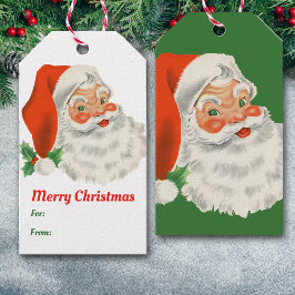 Retro Santa Claus Merry Kerstmis Cadeaulabel