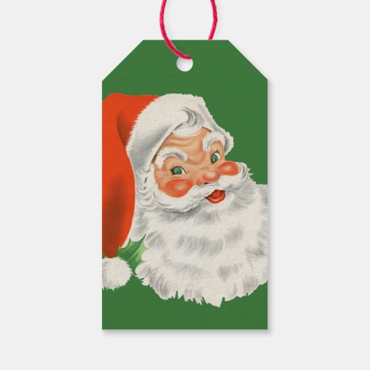 Retro Santa Claus Merry Kerstmis Cadeaulabel (Achterkant)