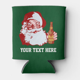 Retro Santa Claus met beer-kerstcadeau, aangepast Blikjeskoeler