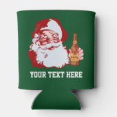 Retro Santa Claus met beer-kerstcadeau, aangepast Blikjeskoeler (Achterkant)