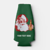 Retro Santa Claus met beer-kerstcadeau, aangepast Flesjeskoeler (Voorkant)