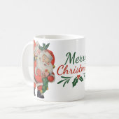 Retro Santa Claus met kerst met gebak Koffiemok (Voorkant links)