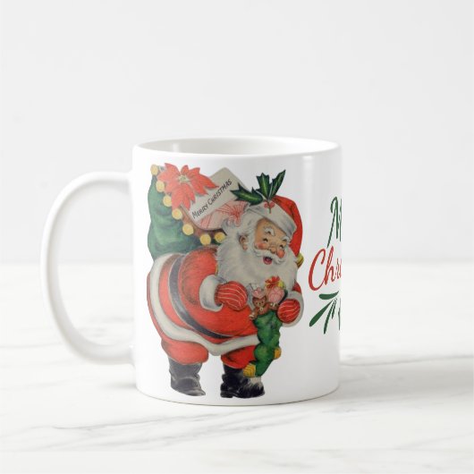  Retro Santa Claus met kerst met gebak Koffiemok (Links)