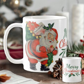  Retro Santa Claus met kerst met gebak Koffiemok