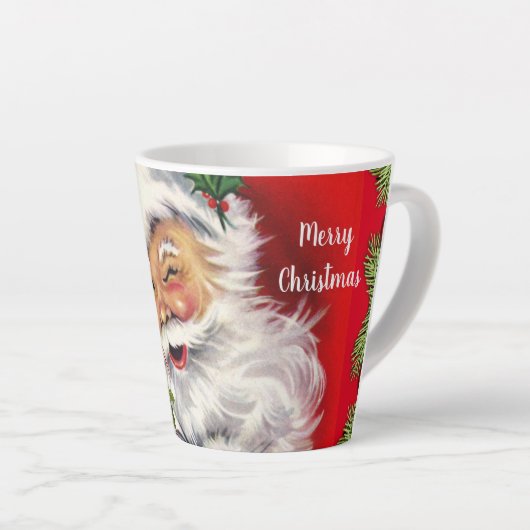  Retro Santa Claus met kerstboom Latte Mok (Rechterhoek)