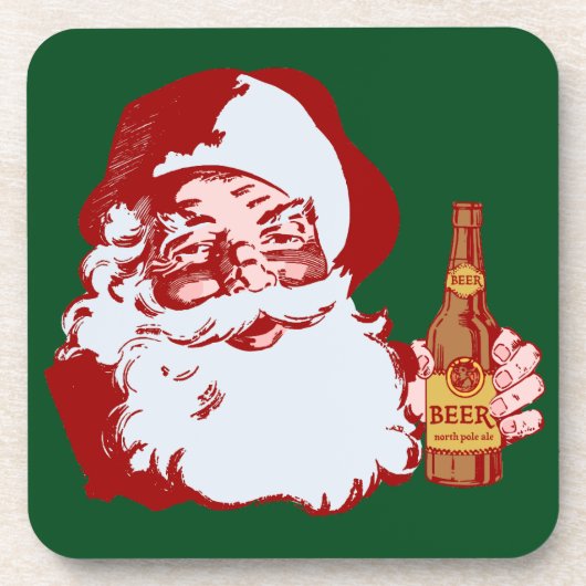 Retro Santa Claus met kerstmis Bier Onderzetter (Voorkant)