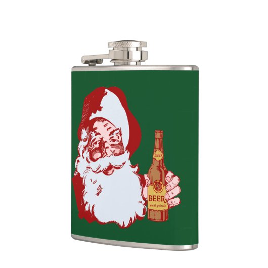 Retro Santa Claus met kerstmis Heupfles (Links)