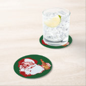 Retro Santa Claus met kerstmis Ronde Kartonnen Onderzetter (Insitu)