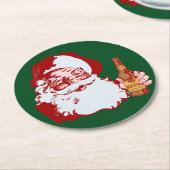 Retro Santa Claus met kerstmis Ronde Kartonnen Onderzetter (Gebogen)
