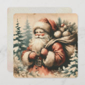 Retro Santa Claus met Ornamenten Kaart (Voorkant / Achterkant)